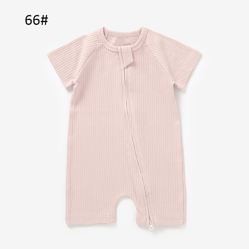 Foreign trade knitted romper short-sleeved romper ins style children's romper knitted baby romper onesie organic cotton romper