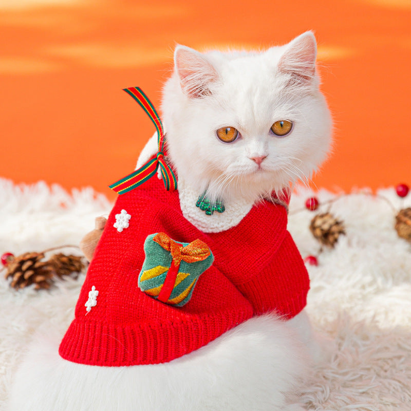 Puppy Autumn and Winter Christmas Elk Pet Sweater Cat Two-legged Knitted Sweater Warm Teddy Pet Clothes