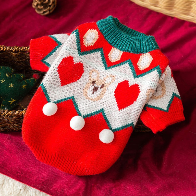 Puppy Autumn and Winter Christmas Elk Pet Sweater Cat Two-legged Knitted Sweater Warm Teddy Pet Clothes