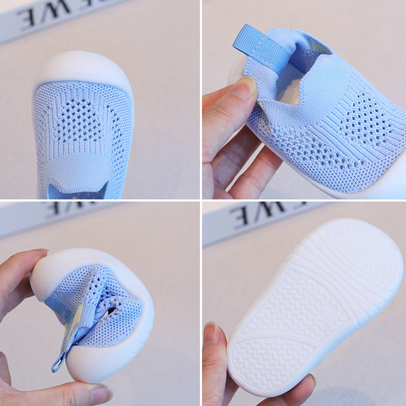 Spring and summer children's baby breathable flying mesh shoes baby anti-collision soft bottom toddler shoes boys and girls sugar casual shoes wholesale