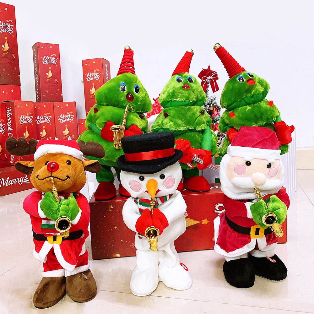 Singing and dancing Christmas tree electric swing plush Christmas toy luminous dancing Christmas tree Christmas Halloween