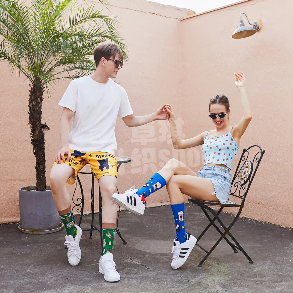 Original design Amazon autumn and winter animal socks astronaut men's socks geometric women's socks Halloween mid-calf socks