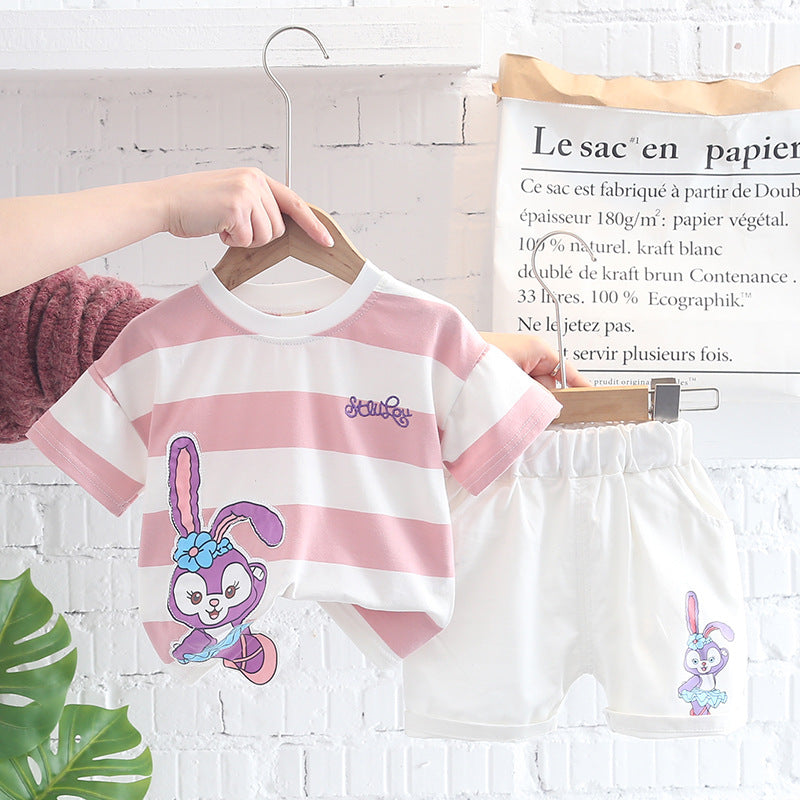 2023 children's clothing summer new style children's clothing boys baby infant suit T-shirt short-sleeved two-piece suit Korean version cross-border