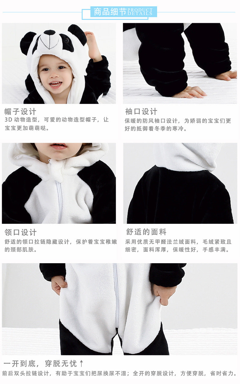 Cross-border autumn and winter baby jumpsuits, newborn clothes, flannel children's animal rompers, baby rompers