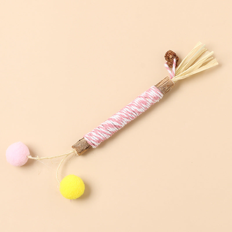 New product molar wood Tianjiao feather cat teaser stick insect gall fruit with bell cat toy self-entertainment pet supplies
