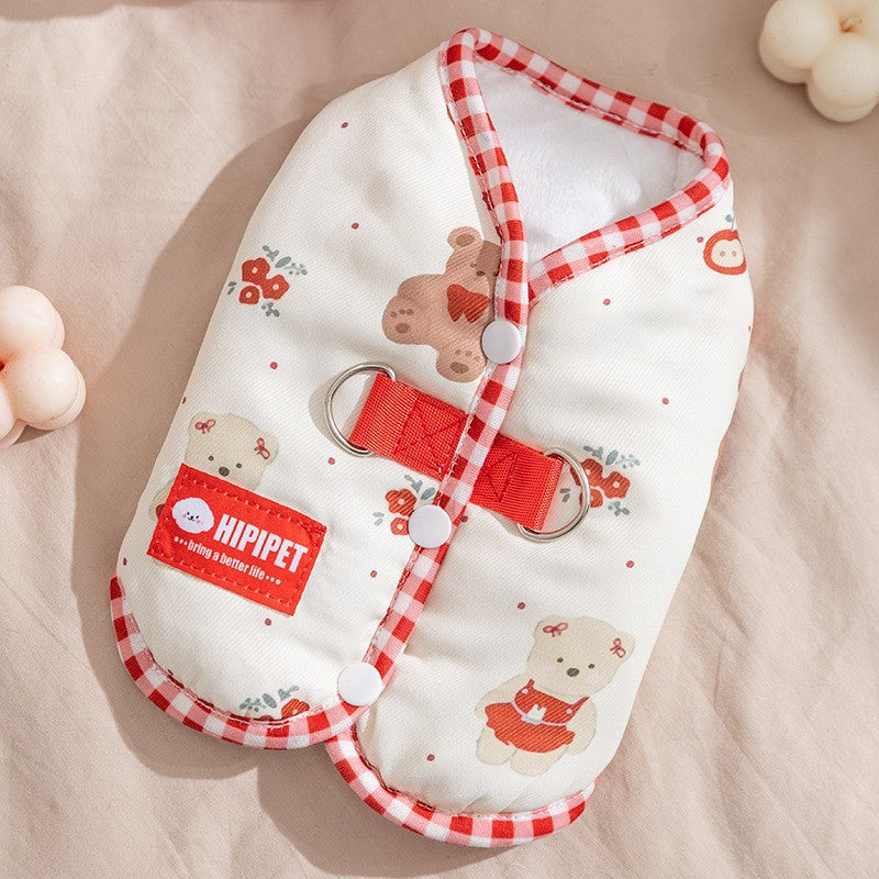 New autumn and winter Korean version dog cute cartoon small and medium-sized dog bear sweatshirt cat Teddy pet dog clothes