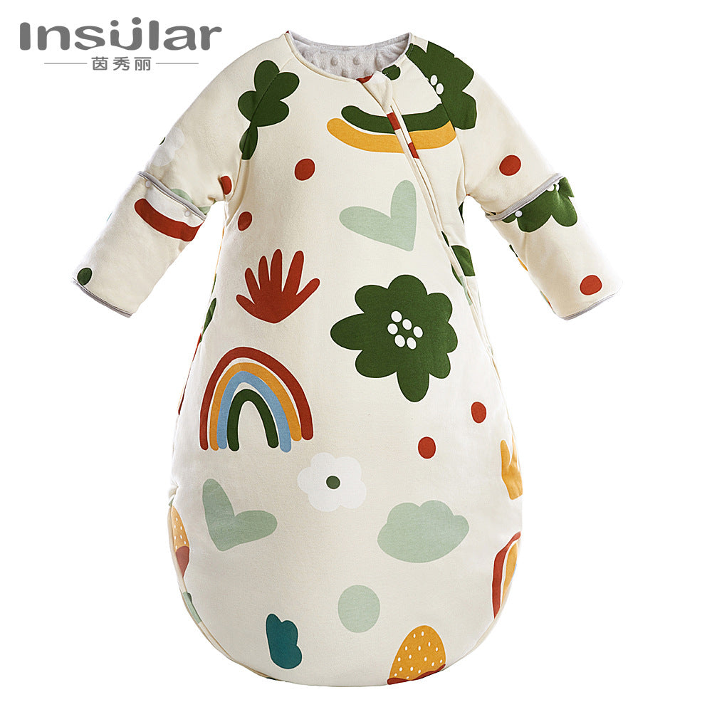 Baby A winter cotton anti-kick sleeping bag thickened children's bean velvet warm quilt soothing sleeping bag anti-kick quilt