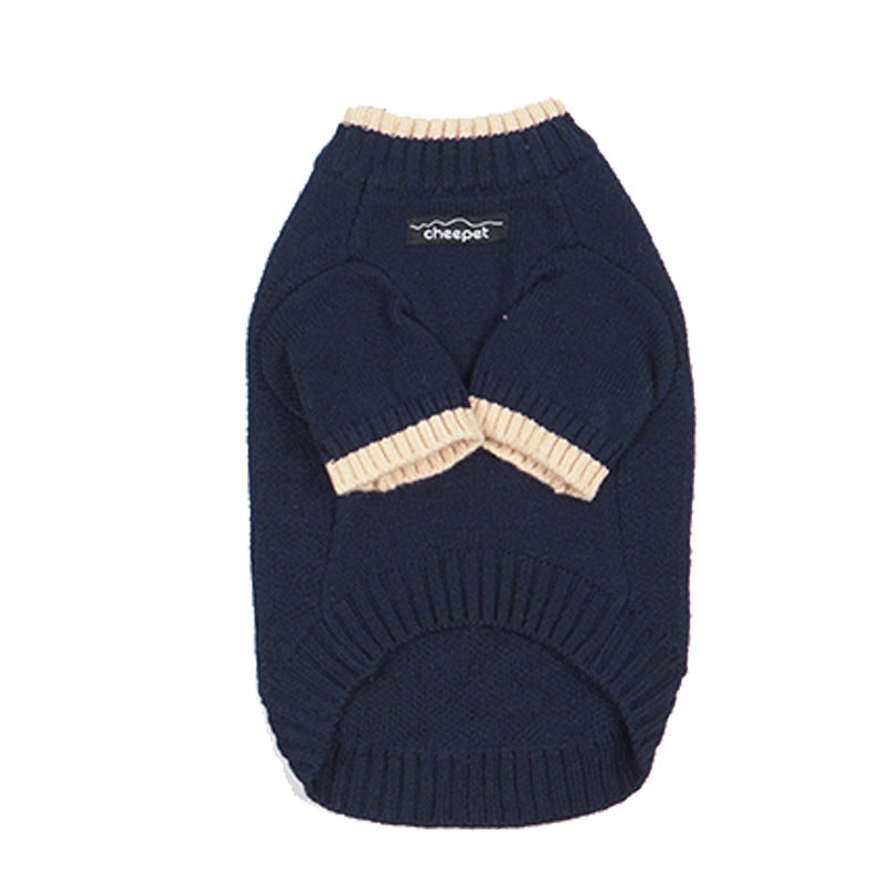 Fun Japanese contrast color two-leg sweater 21 autumn and winter pet sweater Teddy dog clothes small dog puppies warm