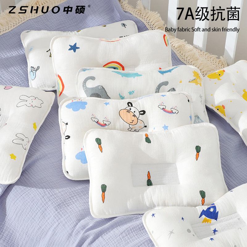 Baby pillow newborn 0-1 year old baby supplies anti-head tilt memory foam shaping pillow cartoon flower pillow wholesale