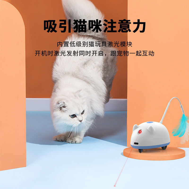 Cross-border popular pet cat toy electric toy simulated mouse self-entertainment to relieve boredom smart sensor obstacle avoidance cat teaser