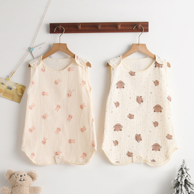 Newborn baby sleeping bag baby gauze sleeping bag children spring and summer thin anti-kick quilt four seasons universal children's pajamas