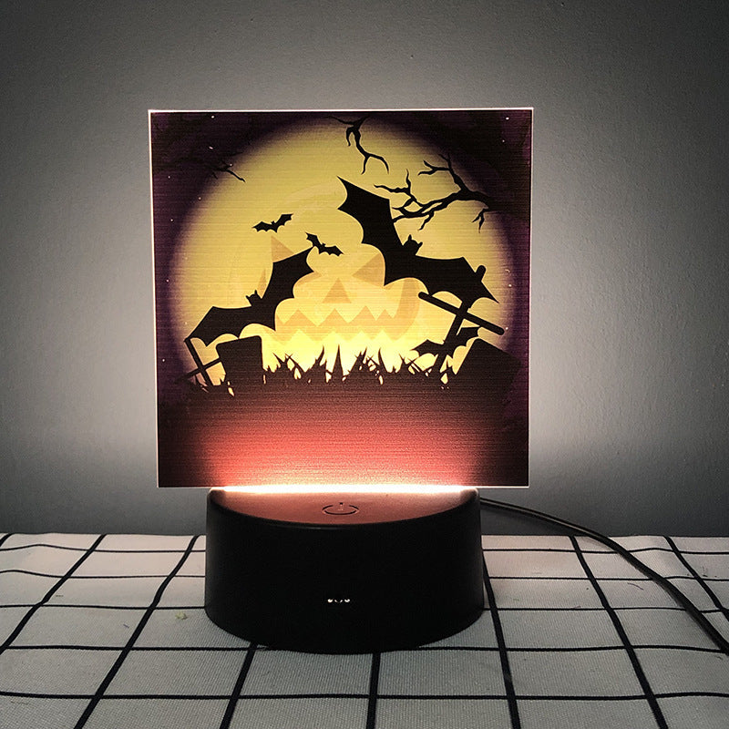 Cross-border European and American Halloween creative products pumpkin bat pattern night light scene layout props night decoration