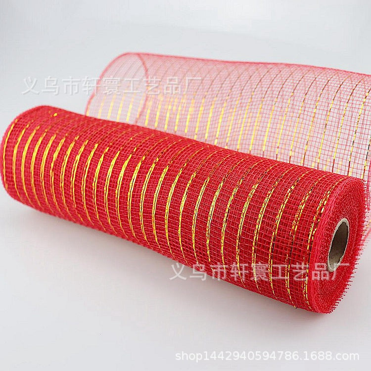 Flower packaging network Amazon Christmas ribbons mesh plastic multiple gold wire mesh Halloween Easter