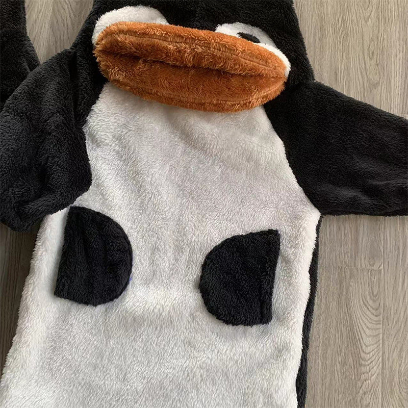 Children's flannel pajamas boys autumn and winter baby nightgown kids girls nightdress coral fleece home clothes suit