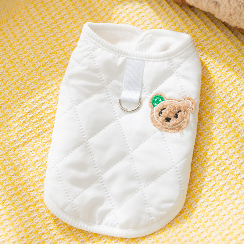 Thickened autumn and winter puppy dog clothes vest Teddy Bichon small dog can be pulled warm cat pet clothing