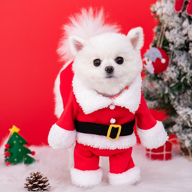 Dog Christmas clothes autumn and winter upright clothes pet cat transformation clothes Teddy Bichon small dog clothes wholesale