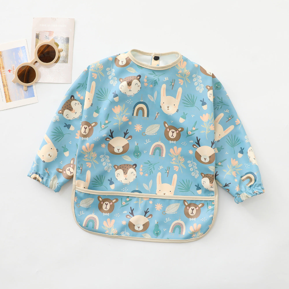 Danish children's waterproof anti-clothing bib baby eating bib super soft waterproof baby rice pocket anti-dirty feeding