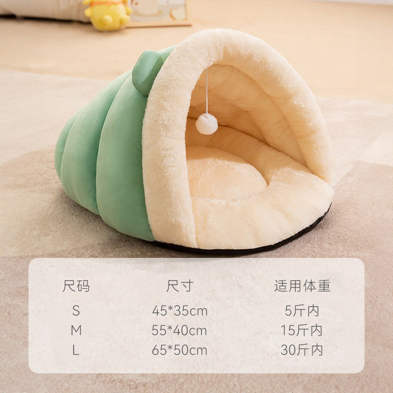 Pet nest autumn and winter warm cat nest for kittens to sleep in winter animal slippers nest closed sleeping bag cat bed
