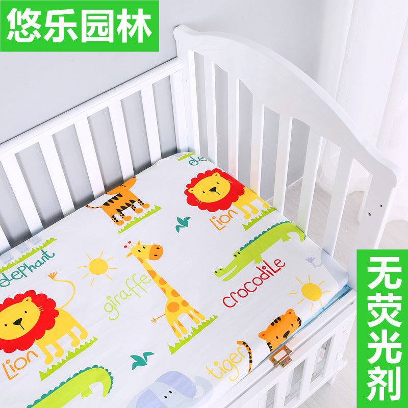 Foreign trade pure cotton crib bed sheet baby maternal and infant products ins children cartoon bed cover wholesale
