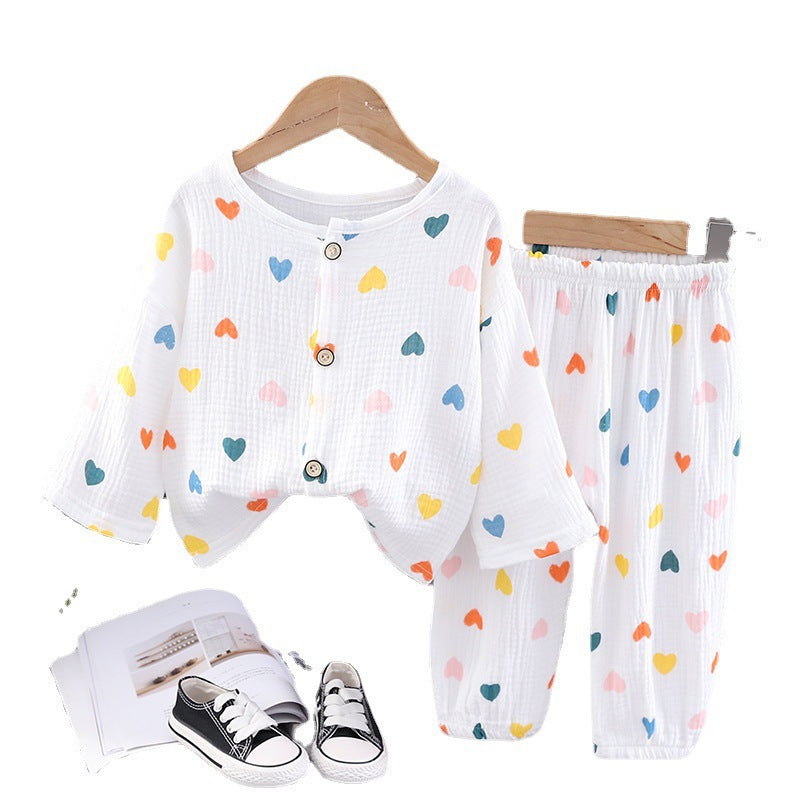 2022 Summer Baby Pajamas Set Casual Cartoon Boys and Girls Air Conditioning Clothes Class A Safety Home Clothes Two-piece Set