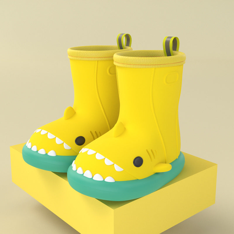Cartoon shark children's rain boots girls baby non-slip rain boots children's cute water shoes waterproof children's rubber shoes