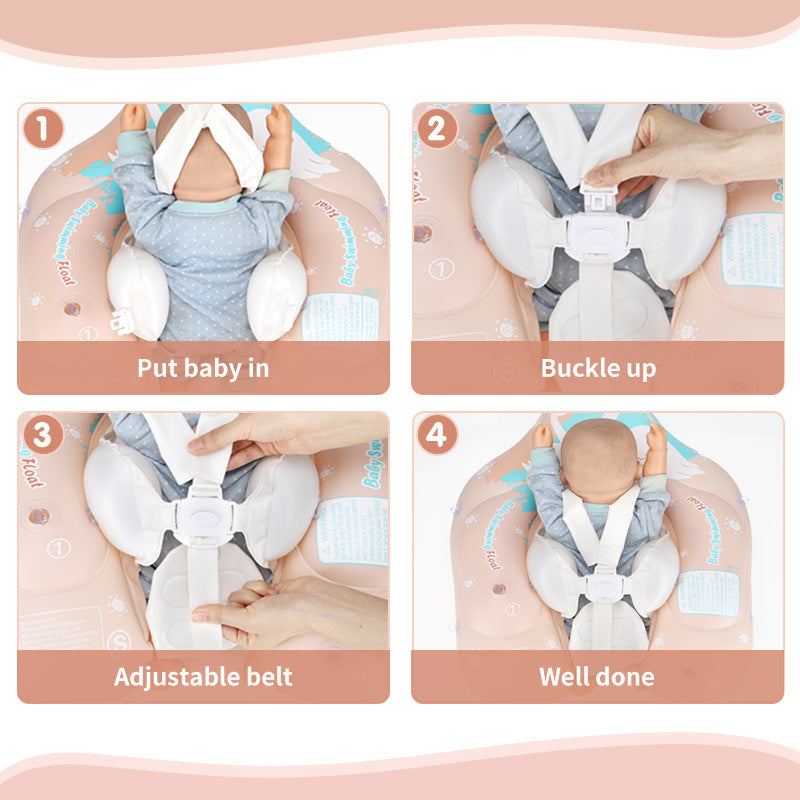 Cross-border special offer baby swimming circle prone circle children's swimming circle underarm circle pink swan sun protection sunshade seat ring