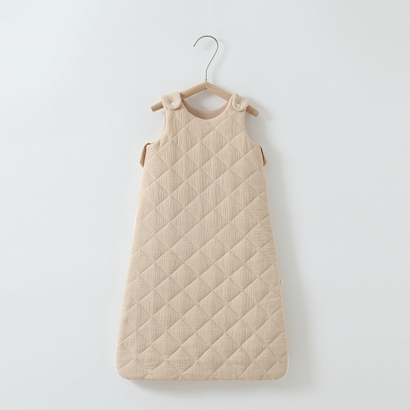 Baby Quilted Sleeping Bag Vest Style Autumn and Winter Thick Cotton Gauze Newborn Sleeping Bag Baby Anti-Kicking Quilt Breathable Soft