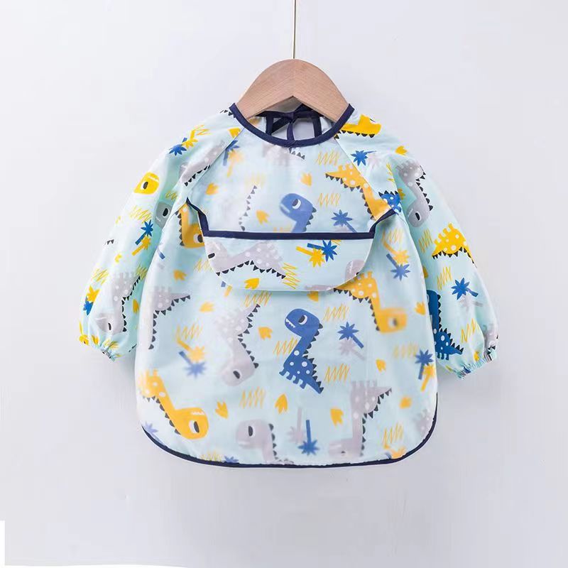 Summer pure cotton thin baby eating smock apron kindergarten waterproof anti-dirty smock bib reverse wear bib