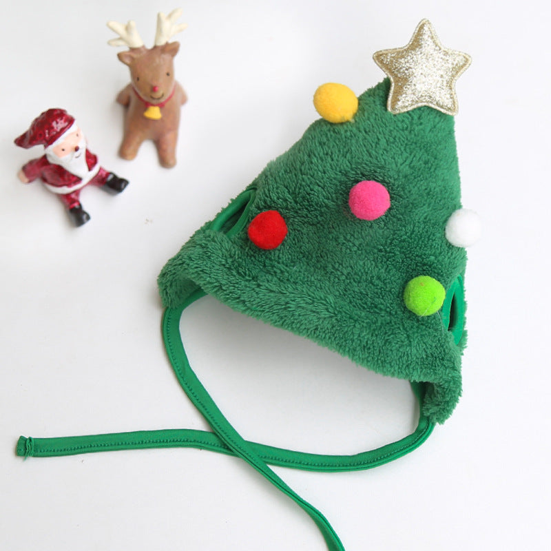 Elk dog cat pet Christmas tree hat bib Teddy French bulldog autumn and winter clothes dress up supplies