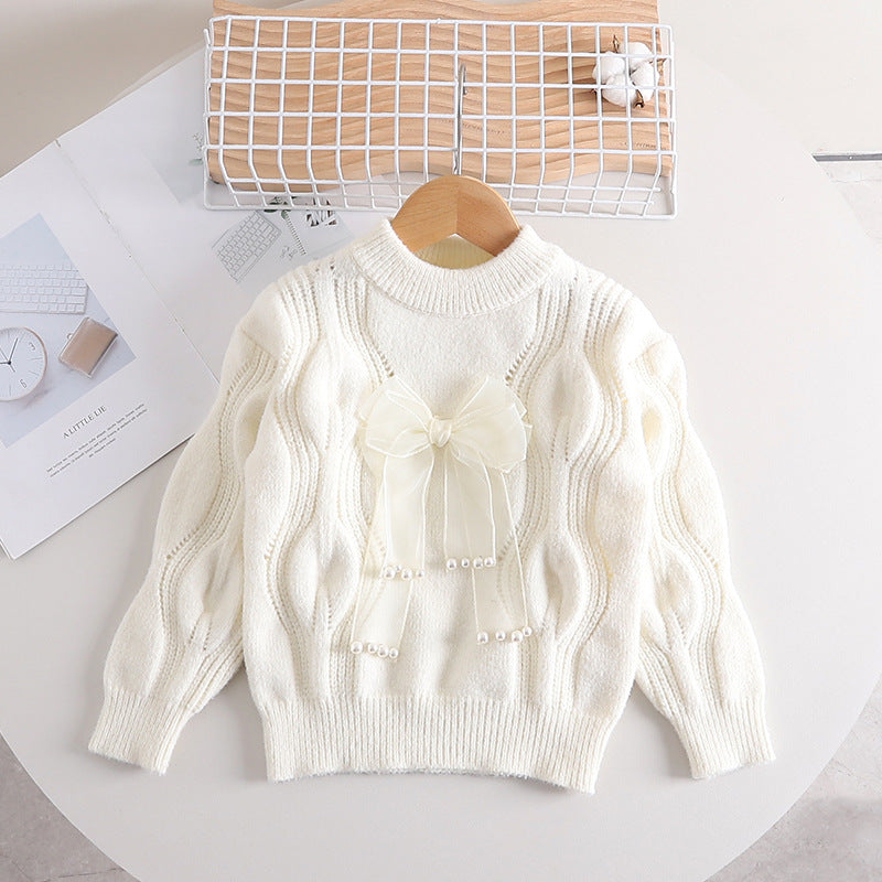 Girls sweater thickened autumn and winter new children's twisted fashionable pullover sweater small and medium children's sweater girl baby top
