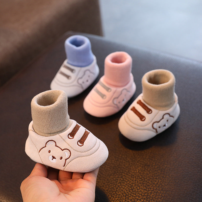 Autumn and winter baby shoes and socks 0-1 years old 3-6-12 months eight months cotton shoes warm men and women baby non-slip toddler shoes