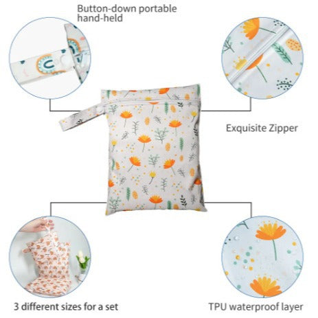 Cross-border printed storage bag for going out baby diaper storage bag ins style stroller hanging bag large capacity wetbag