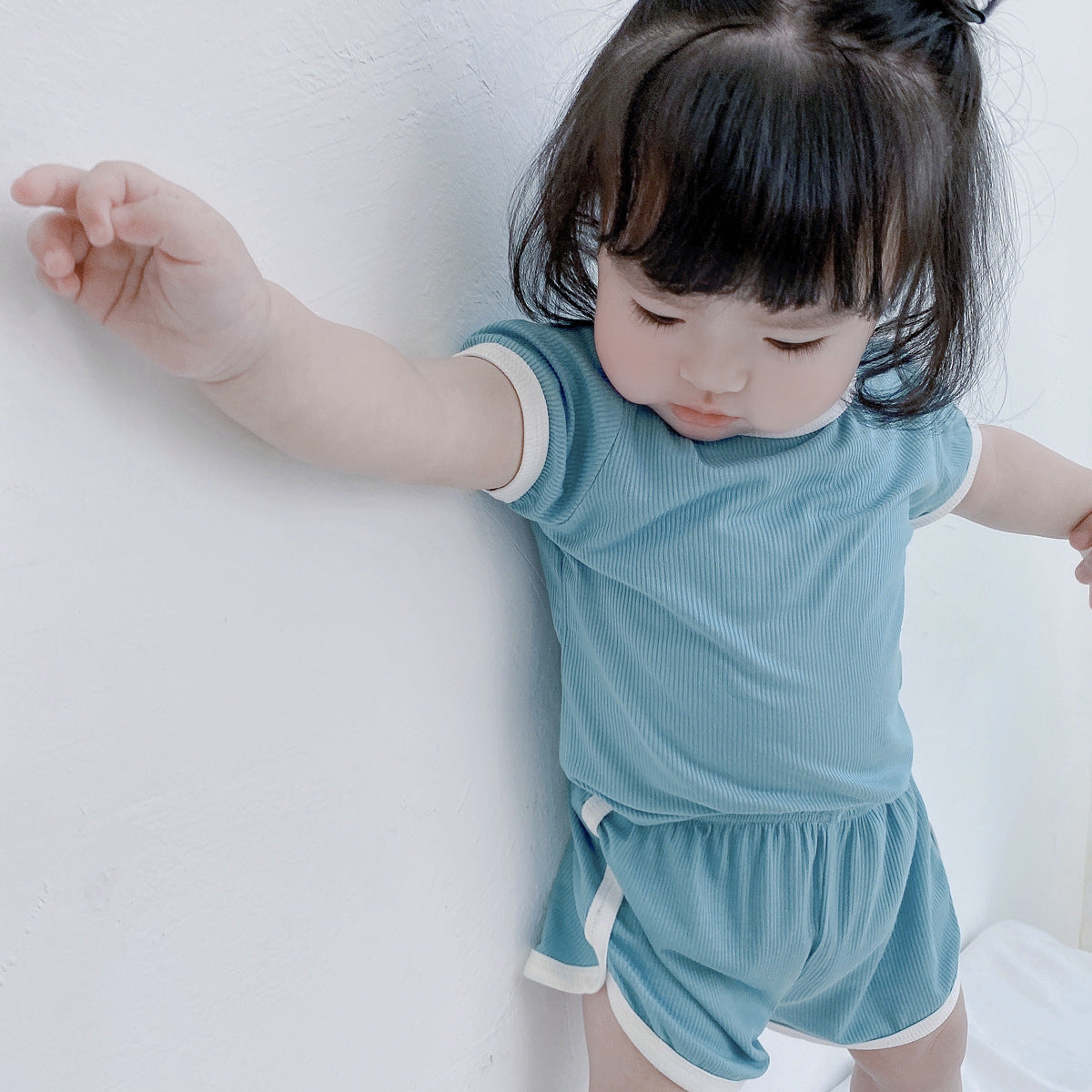 Korean style children's clothing summer baby clothes short-sleeved two-piece set ins baby clothing baby clothes children's suit