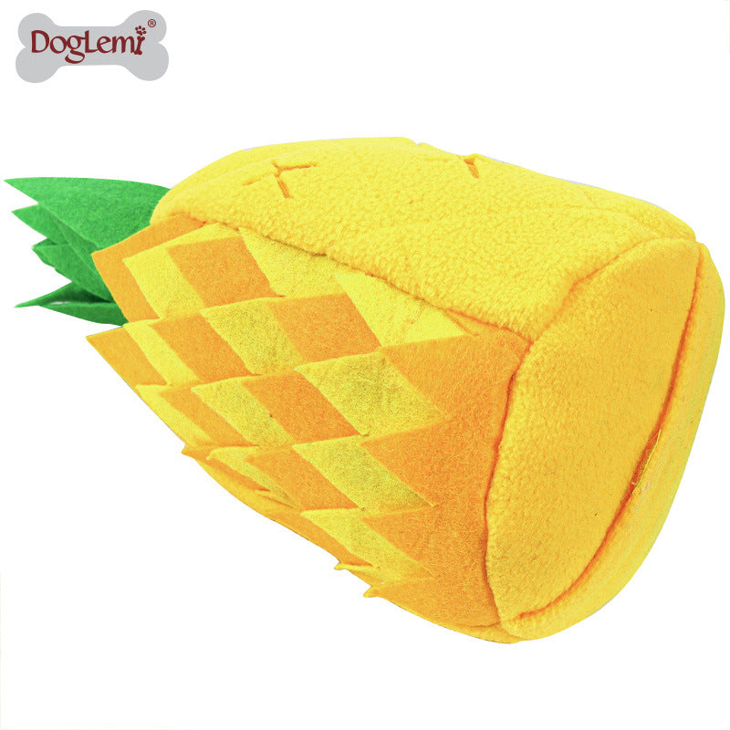 Pineapple Sniffing Pet Toy Food Hiding Puzzle Plush Dog Toy Sound Grinding Boredom Relief Pet Supplies Wholesale