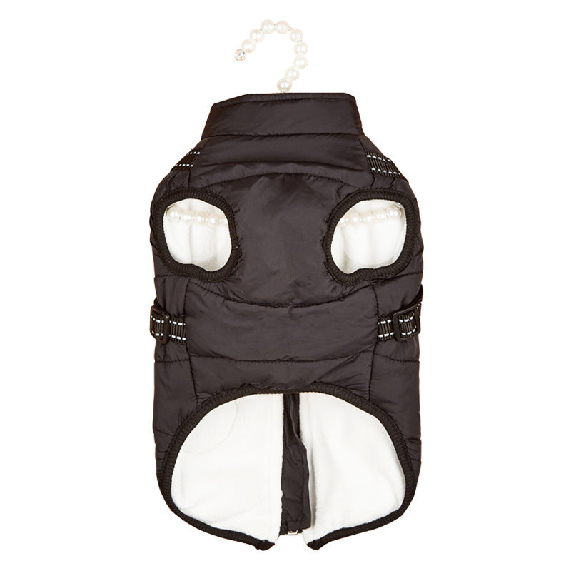 Cross-border exclusively for pet clothes autumn and winter warm dog cotton coat plus velvet thickened reflective strap clothes pet supplies