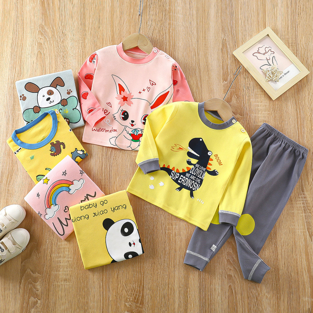 Children's underwear set cotton pajamas girls baby long johns cotton boys home clothes children's clothing wholesale