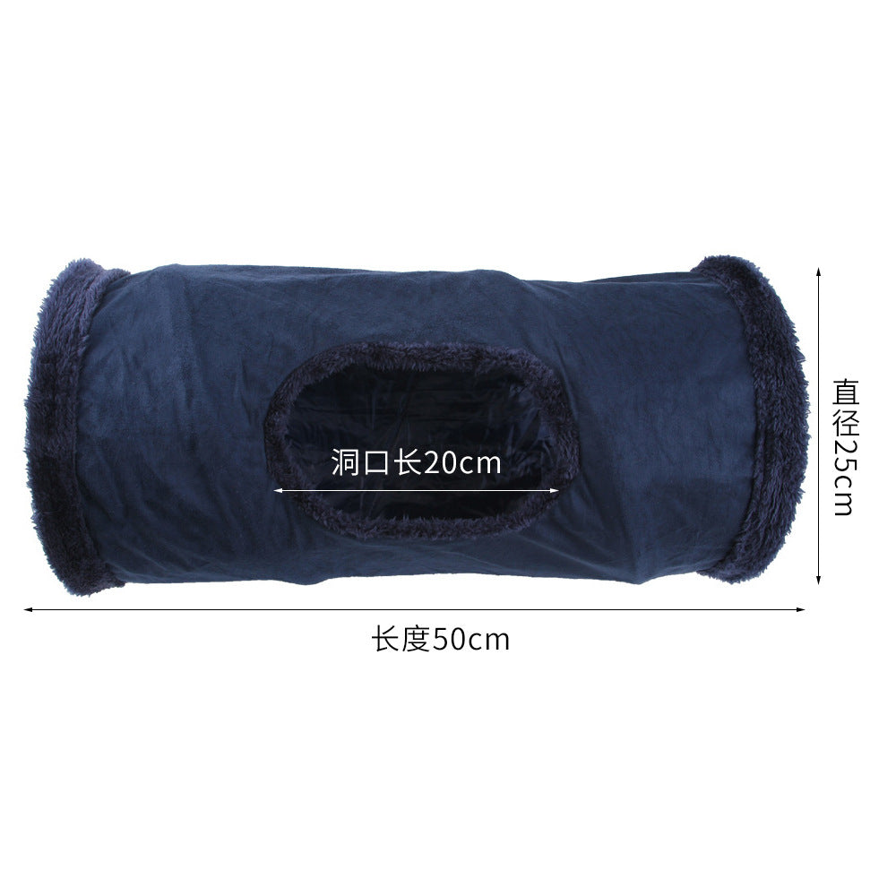 Plush pet cat tunnel cat rattle paper rolling dragon drilling hole foldable suede cat channel cat toy