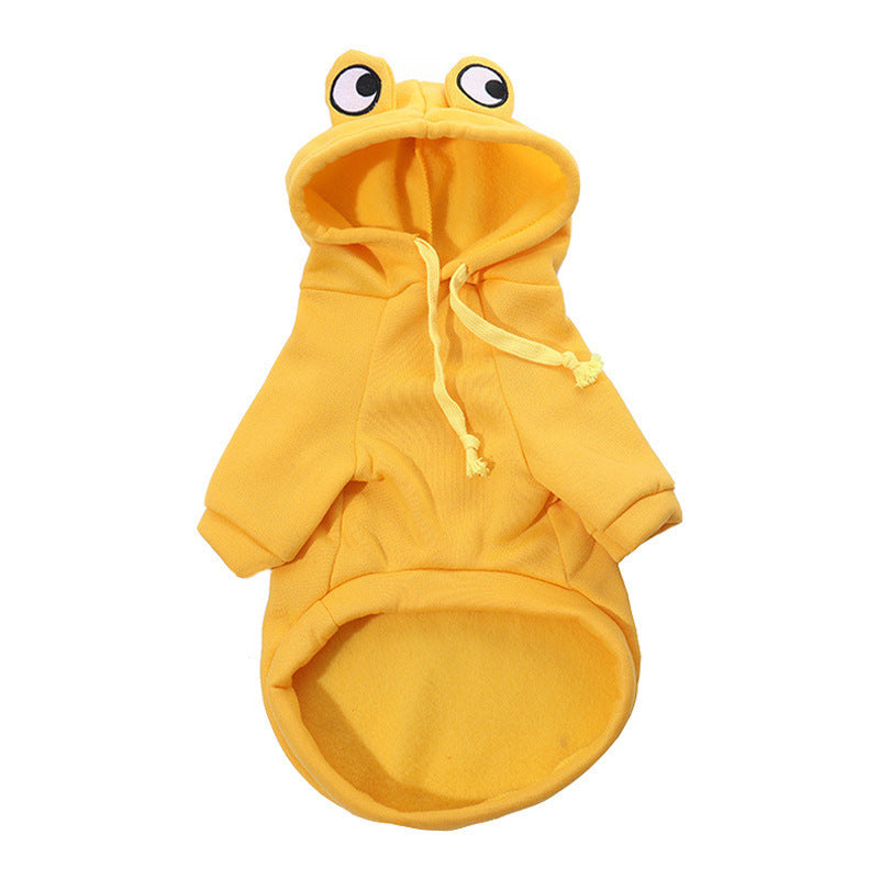 Cross-border puppy cat pet hooded cotton coat autumn and winter fleece warm frog sweater pet clothes dog clothing