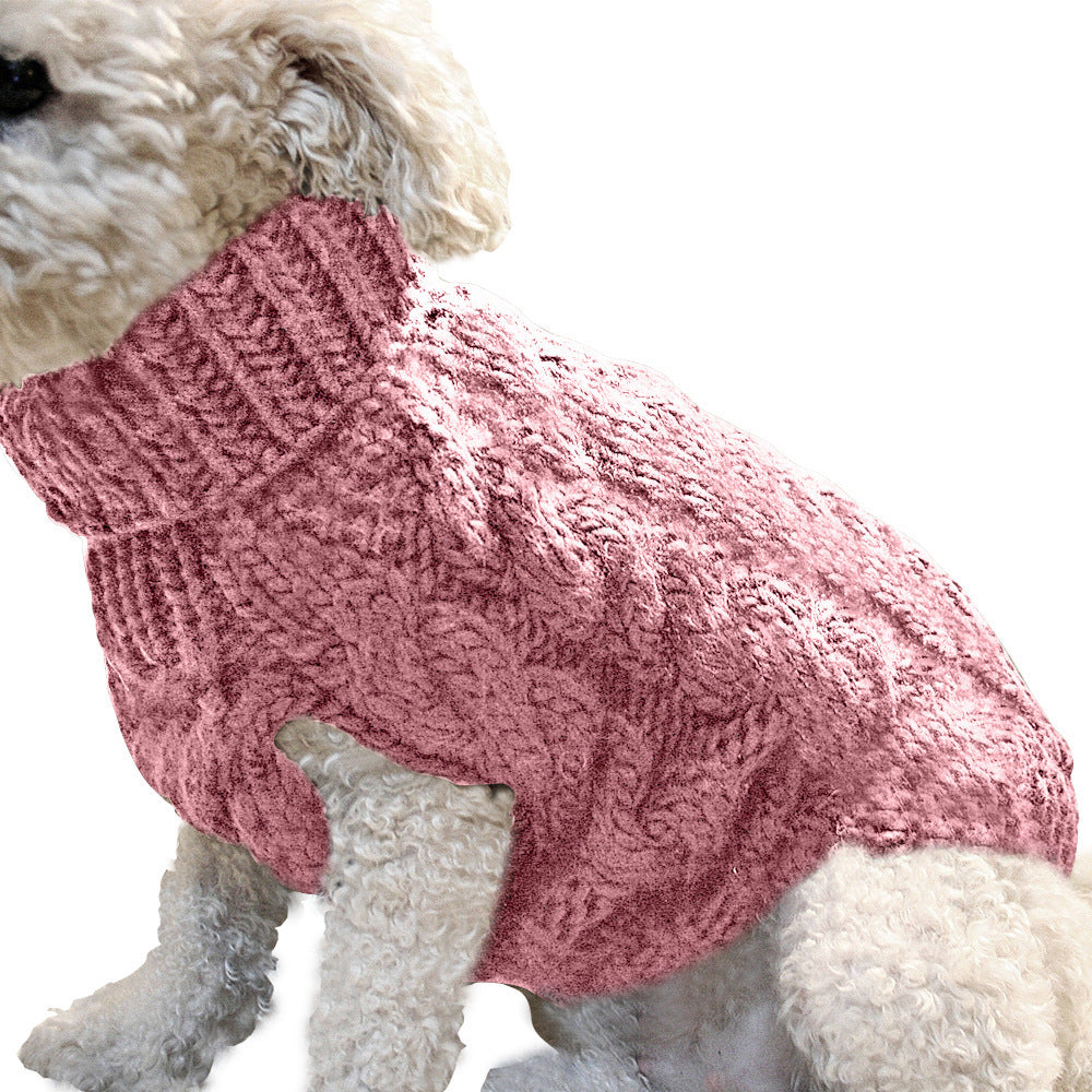 Dog cute pet sweater fashionable autumn and winter new pet clothes solid color twisted knitted warm clothing comfortable