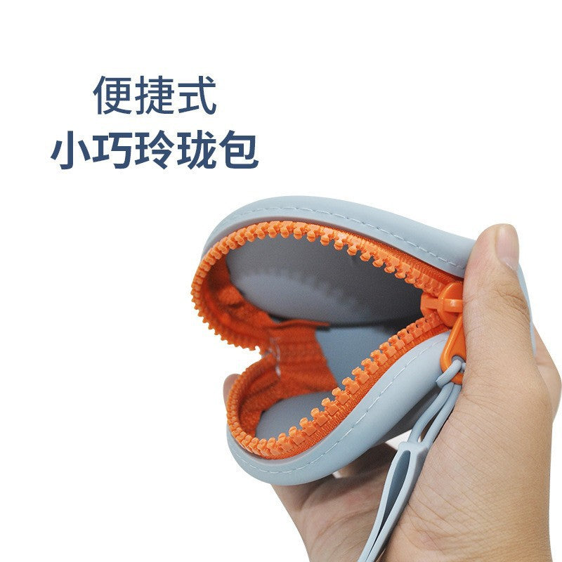 Silicone round coin purse earphone bag children's zipper small storage bag pet silicone dog food bag simple gift bag