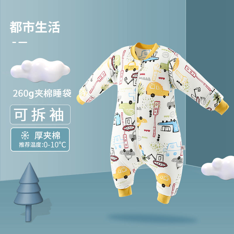 Bazaitu cross-border infant baby anti-kicking blanket pure cotton anti-startle thickened autumn and winter children's split-leg sleeping bag