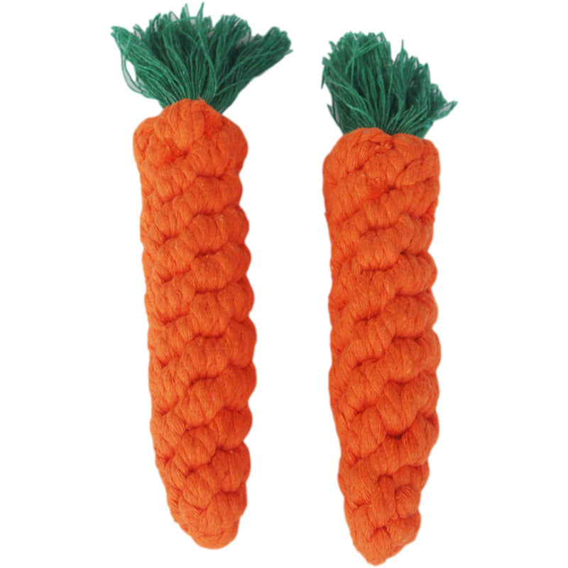 Pet cotton rope toy dog hand-woven cotton rope carrot dog teeth cleaning and chewing pet toy