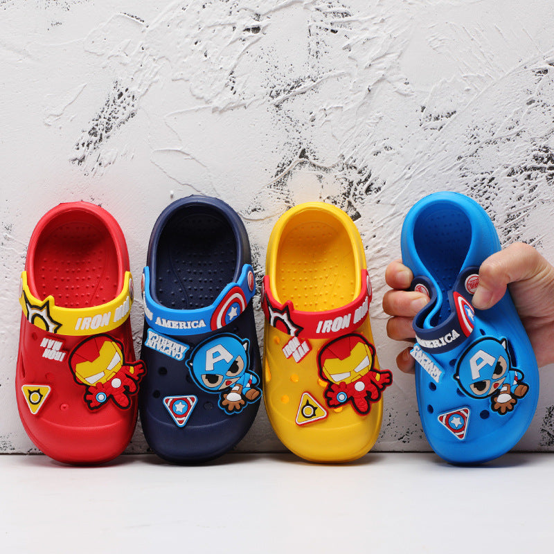 Disney Baotou Anti-collision Iron Man Children's Slippers Summer Indoor Anti-Slip Cartoon Children's Baby Beach Crocs