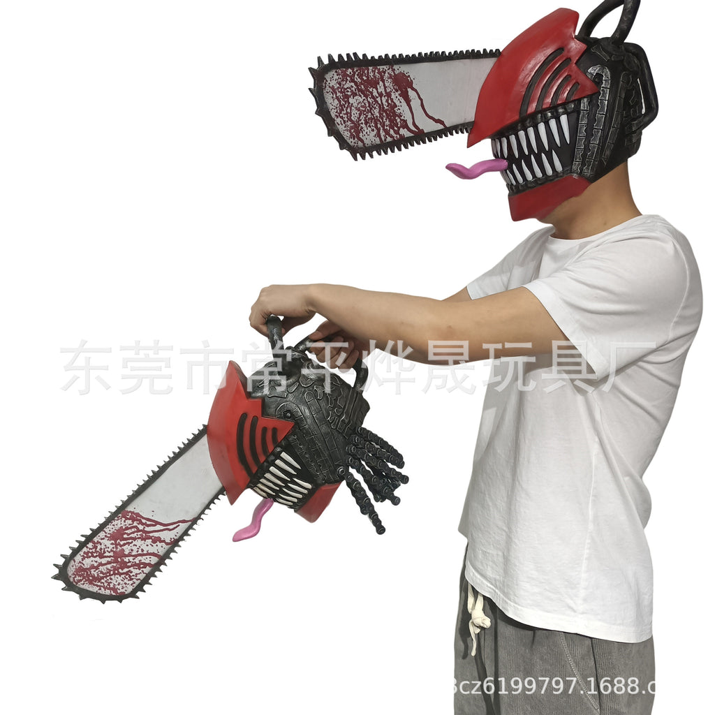 Cross-border new anime chainsaw mask spot horror Pochita Denji helmet Halloween character
