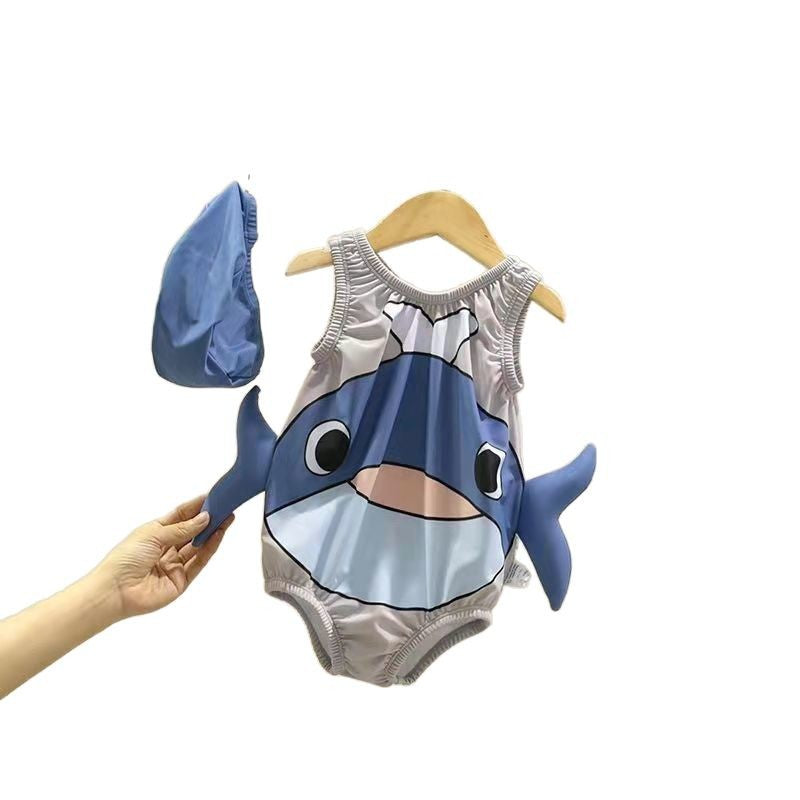 2025 new children's summer one-piece swimsuit cartoon pattern boys and girls swimsuit hot spring baby vacation swimsuit