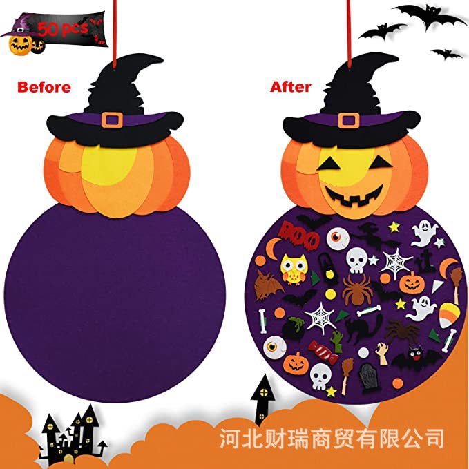Amazon cross-border Halloween wall decoration felt non-woven Velcro three-dimensional accessories DIY game pumpkin