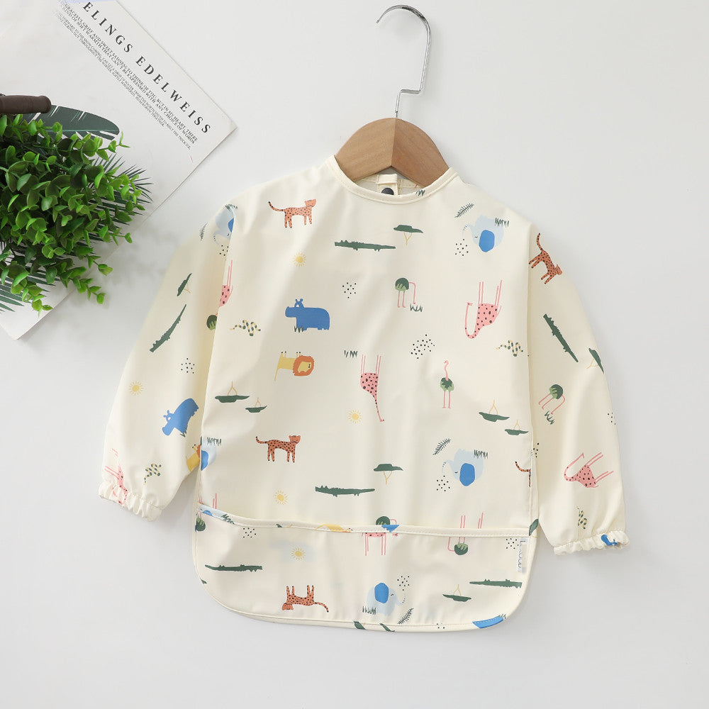 Danish children's waterproof anti-clothing bib baby eating bib super soft waterproof baby rice pocket anti-dirty feeding