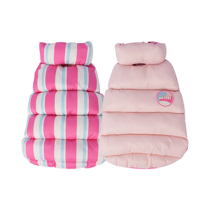 Pet cat and dog autumn and winter vest candy color double-sided wear cotton coat schnauzer basic versatile puppy dog clothes wholesale