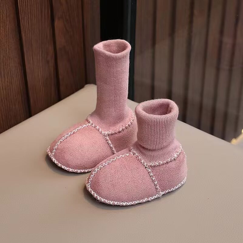Baby toddler shoes soft sole winter 0-1 years old warm imitation sheepskin fur integrated baby shoes floor socks indoor shoes