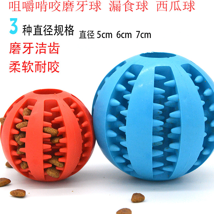 Pet missing food ball dog toy ball educational tpr resistant gnawing teeth cleaning watermelon ball molar ball wholesale